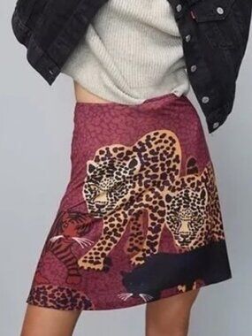 NWT Anthropologie Conditions Apply Leopard Knit Mini Skirt - Size Large